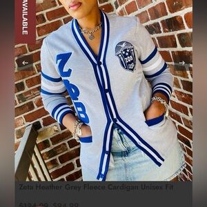 Heather Gray and Blue Varsity Cardian